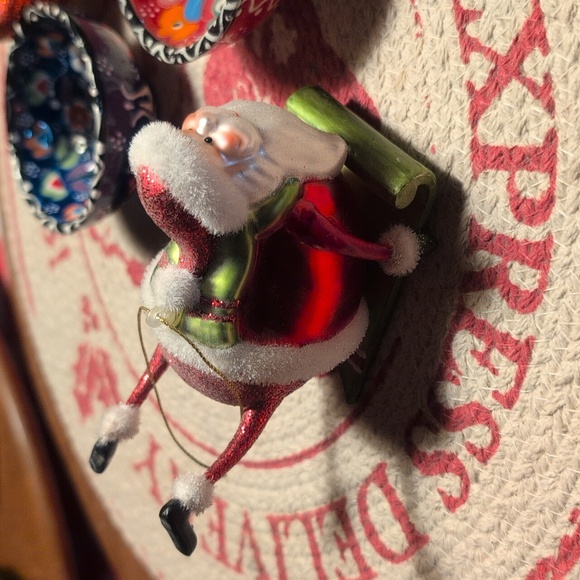 Vintage Murano Hand Blown Glass Vase+ Bowl's&"3"Santa Ornaments - Picture 12 of 13